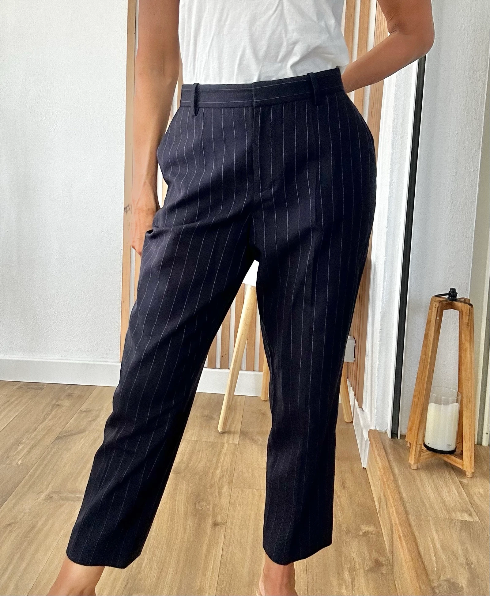 Pantalon Polo Ralph Lauren 100 % laine rayure tennis T.L